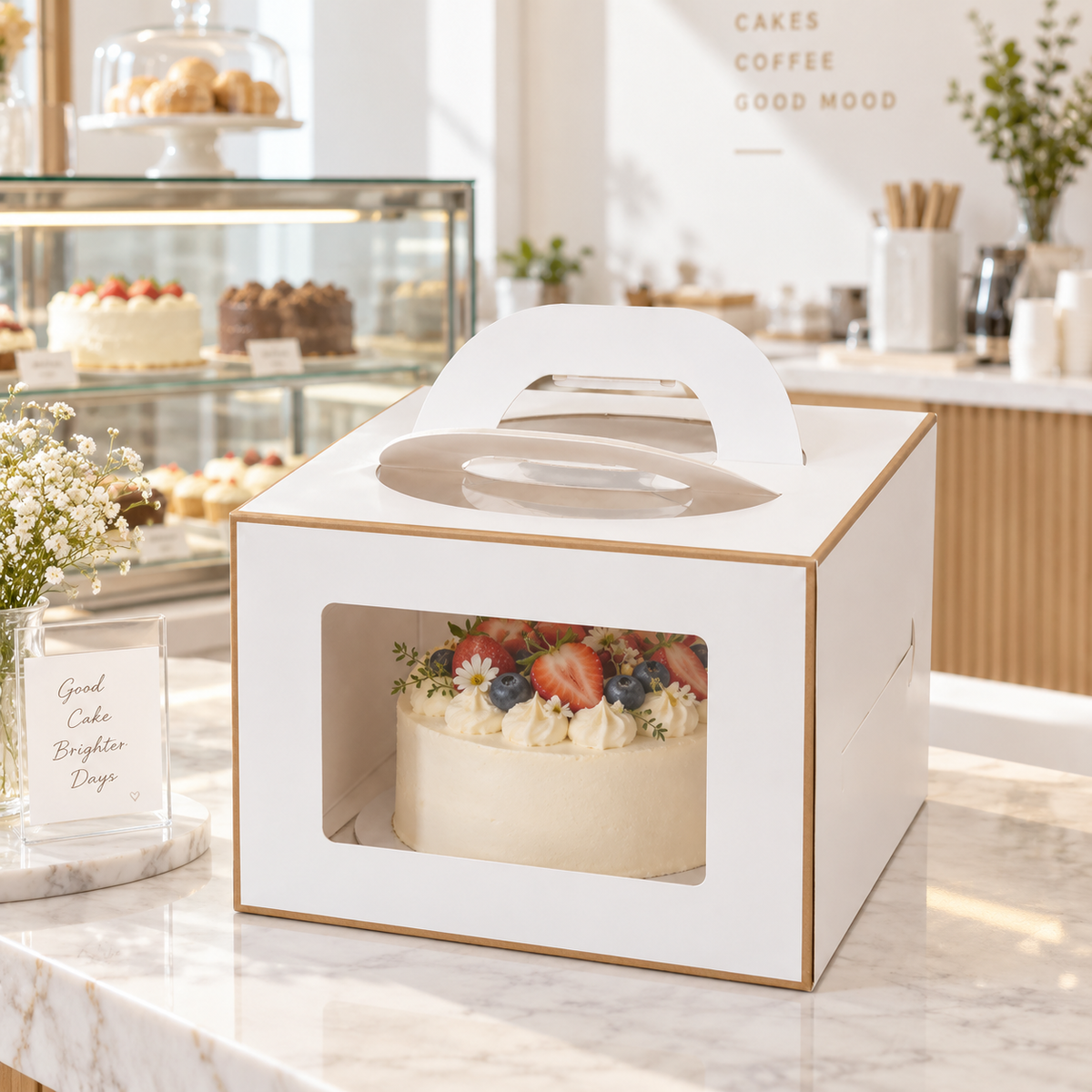 Cake Box with Handle and Front Window 1,000pcs